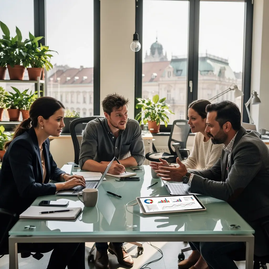 Buchhalter bei der Arbeit an einem Computer mit Finanzunterlagen.